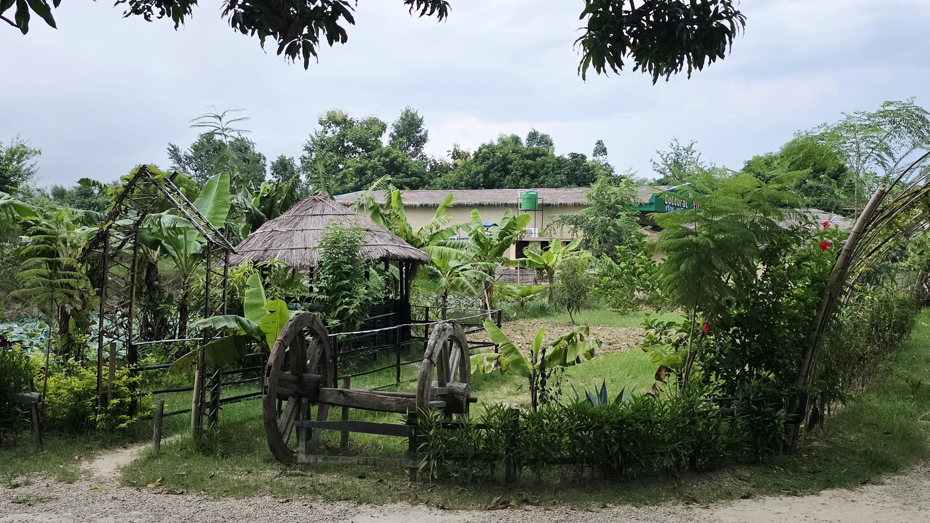 Panoramic view of the Cultural Village and surrounding Terai landscape